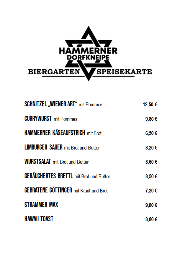 Biergartenkarte